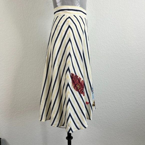 Brooks Brothers Embroidered Striped A Line Skirt - Picture 3 of 12